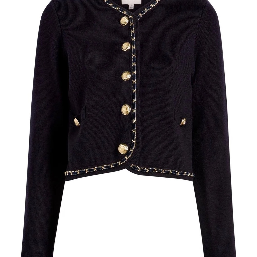 Cinq A Sept Elegant Navy Jacket with Gold Accents